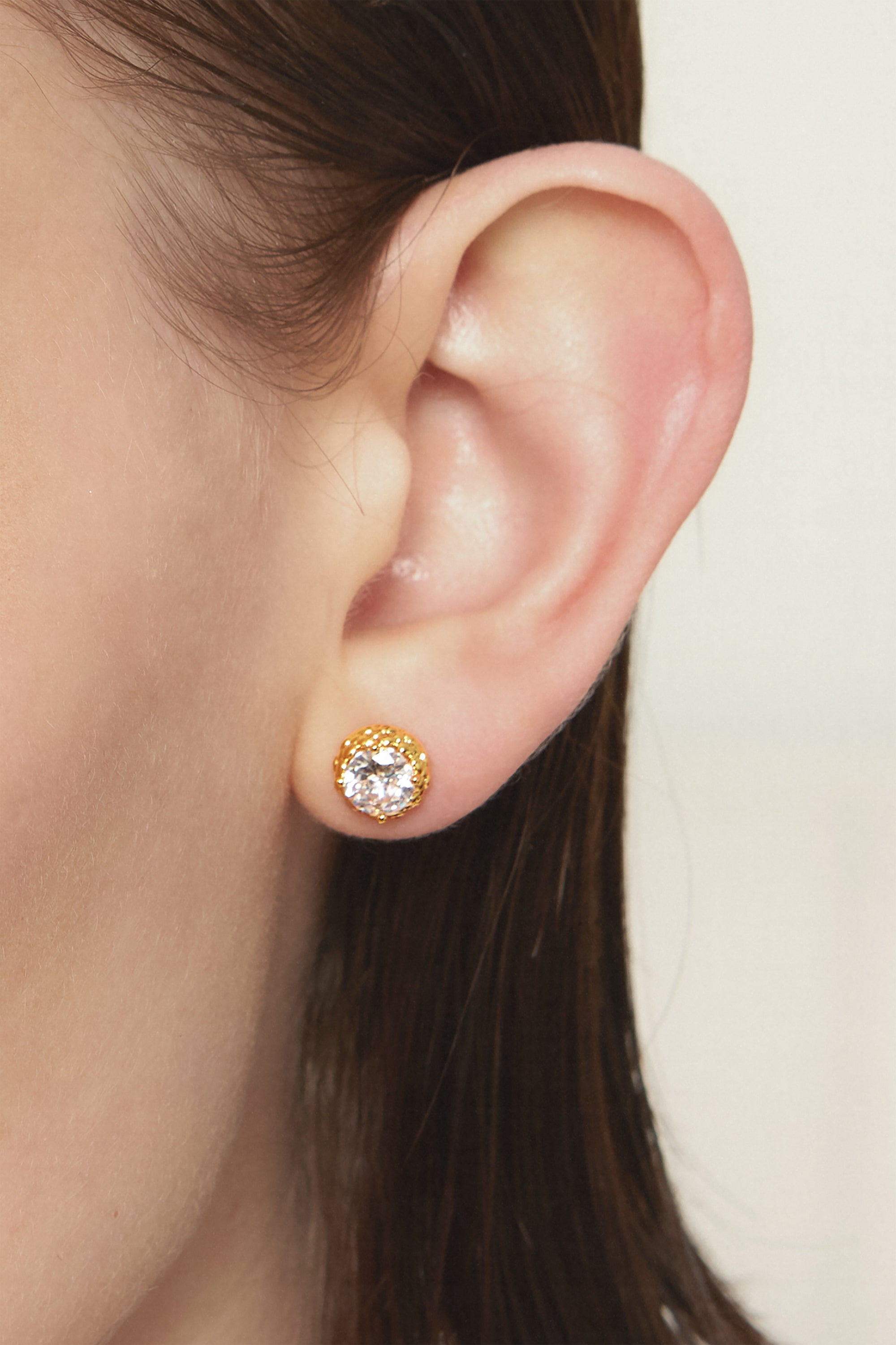 Gold BooneeAlus Round Cut Zircon Studs Jewelry