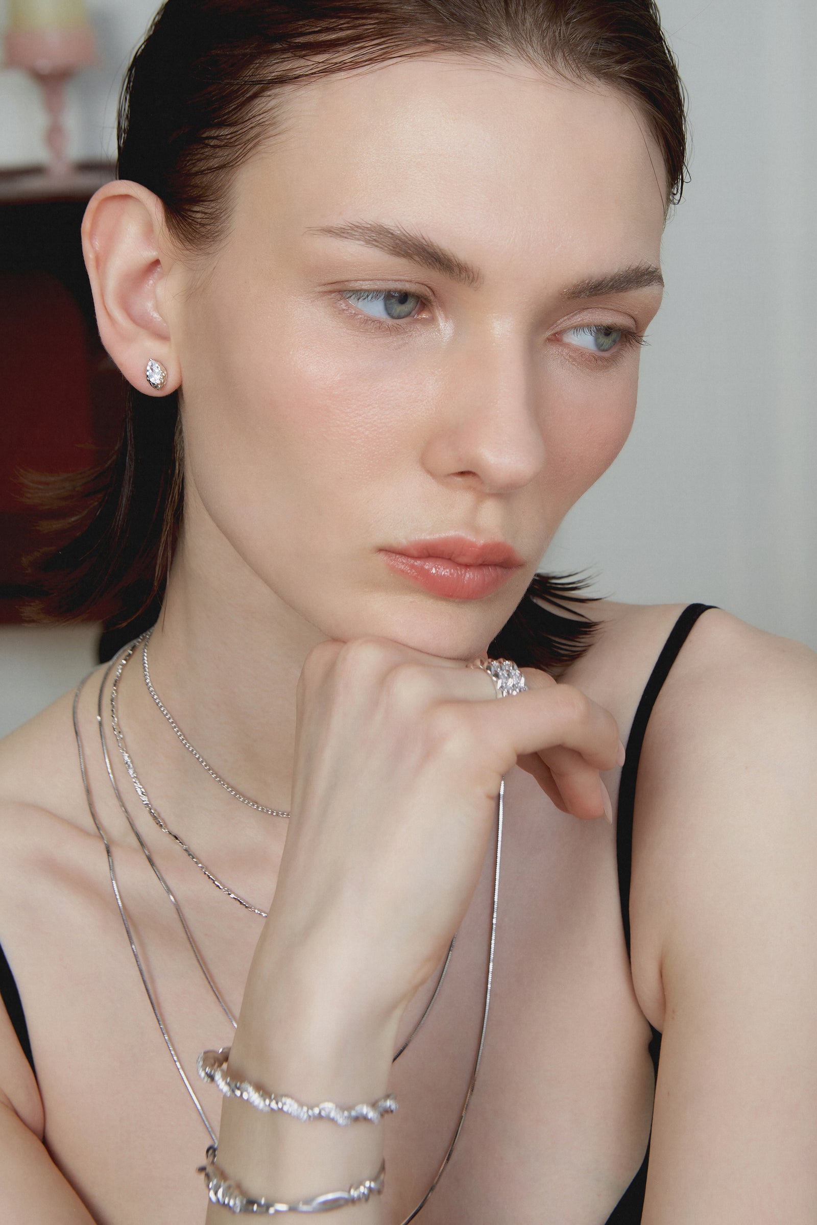 Silver BooneeAlus Marquise Cut Zircon Studs Jewelry