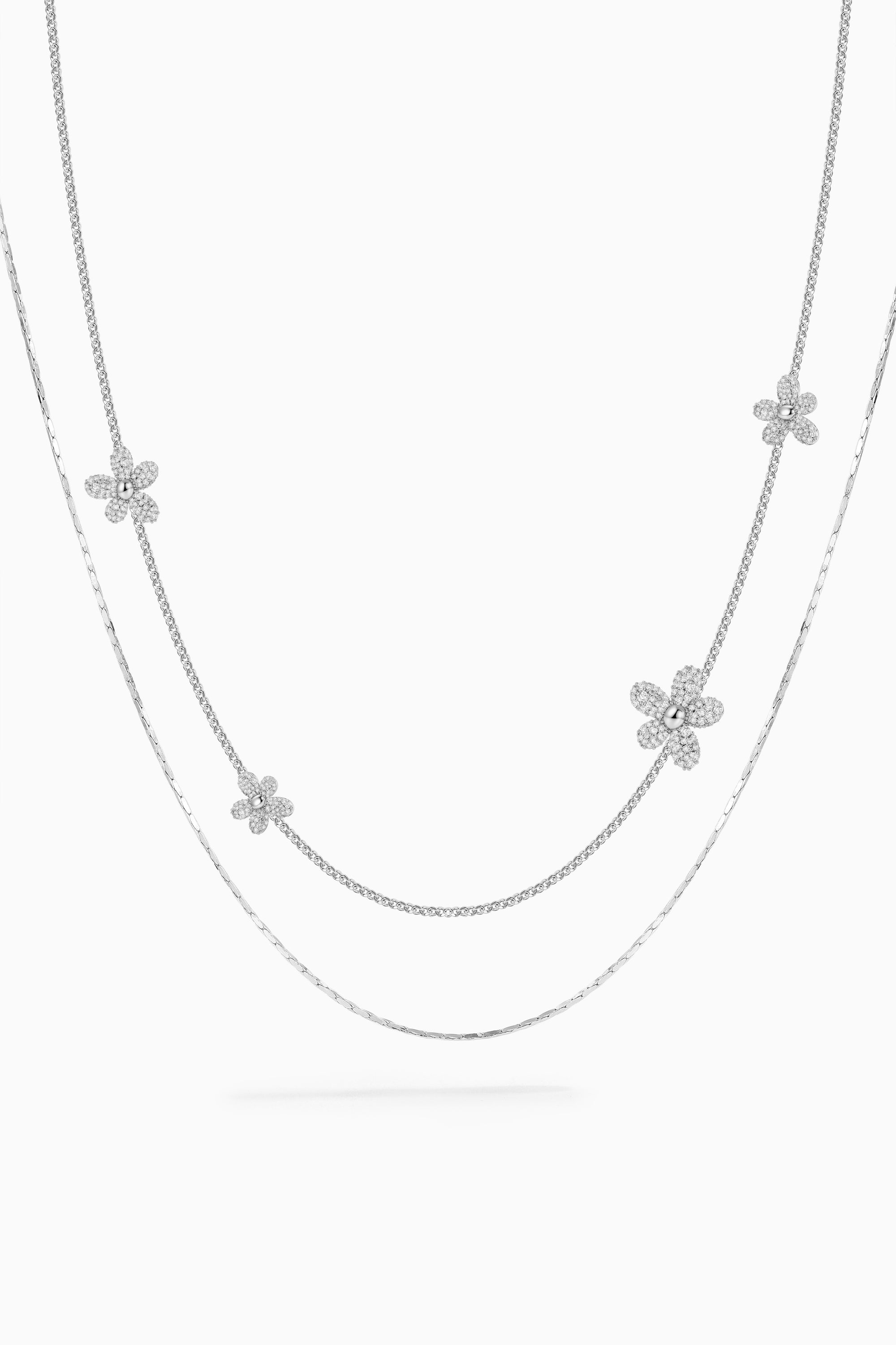 Sparse Floral Dual Layer Necklace