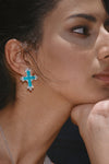 Silver/Paraiba Cross Jewelry Set – Silver 3-Piece Collection (Large Necklace) - booneealus