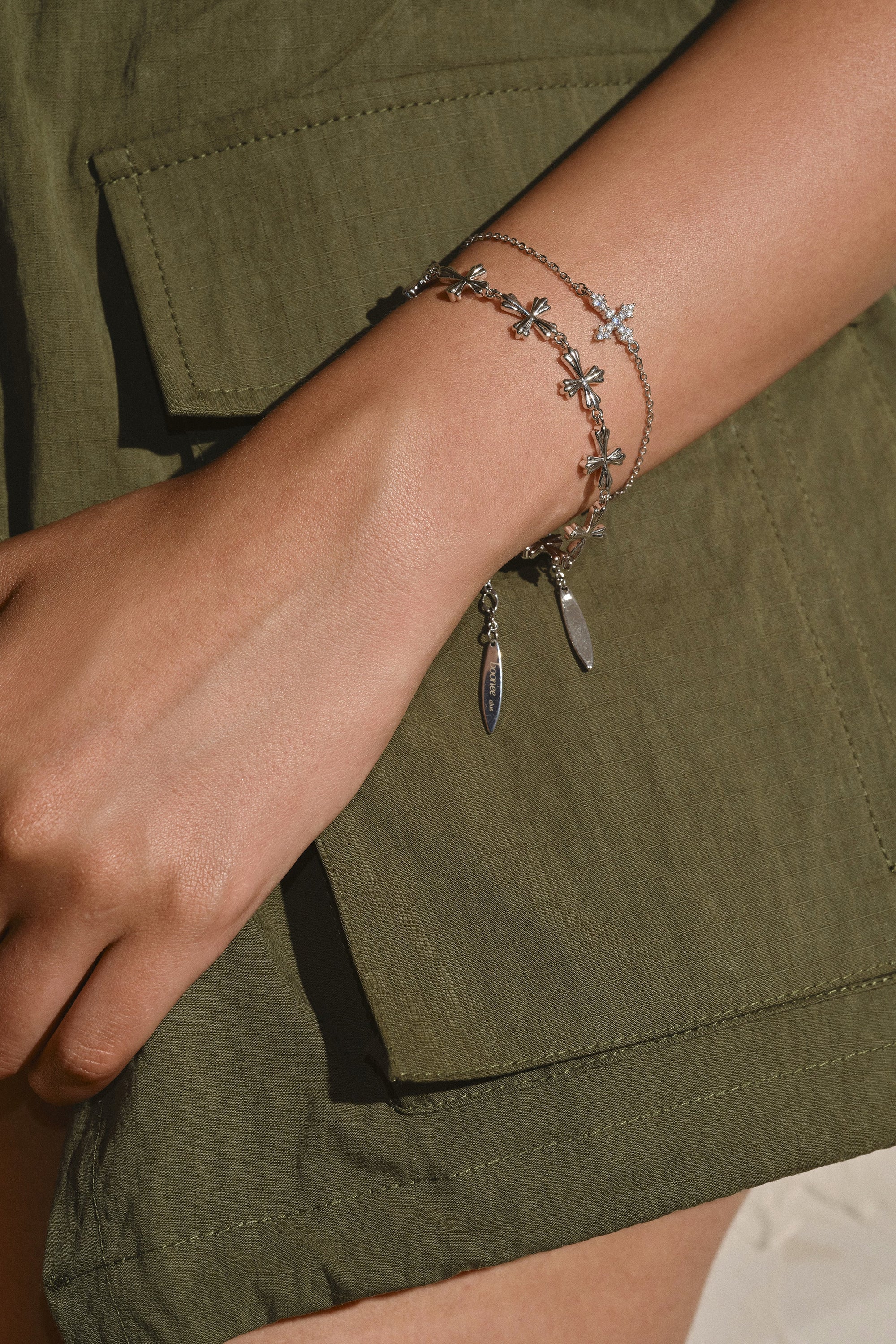 Silver/Lumen Cross Bracelet – 4 Styles / Set Available - booneealus