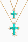 Paraiba Azure Cross Necklace Set