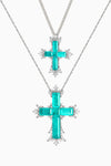 Azure Cross Duo Necklace Set – Silver