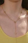 Gold/Forged Pilgrimage & Pearl Cross Cipher Necklace Set – Gold - booneealus
