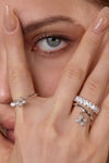 Flower Zircon Pendant Row Combo Ring