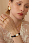 Carved Shell Leather Bracelet