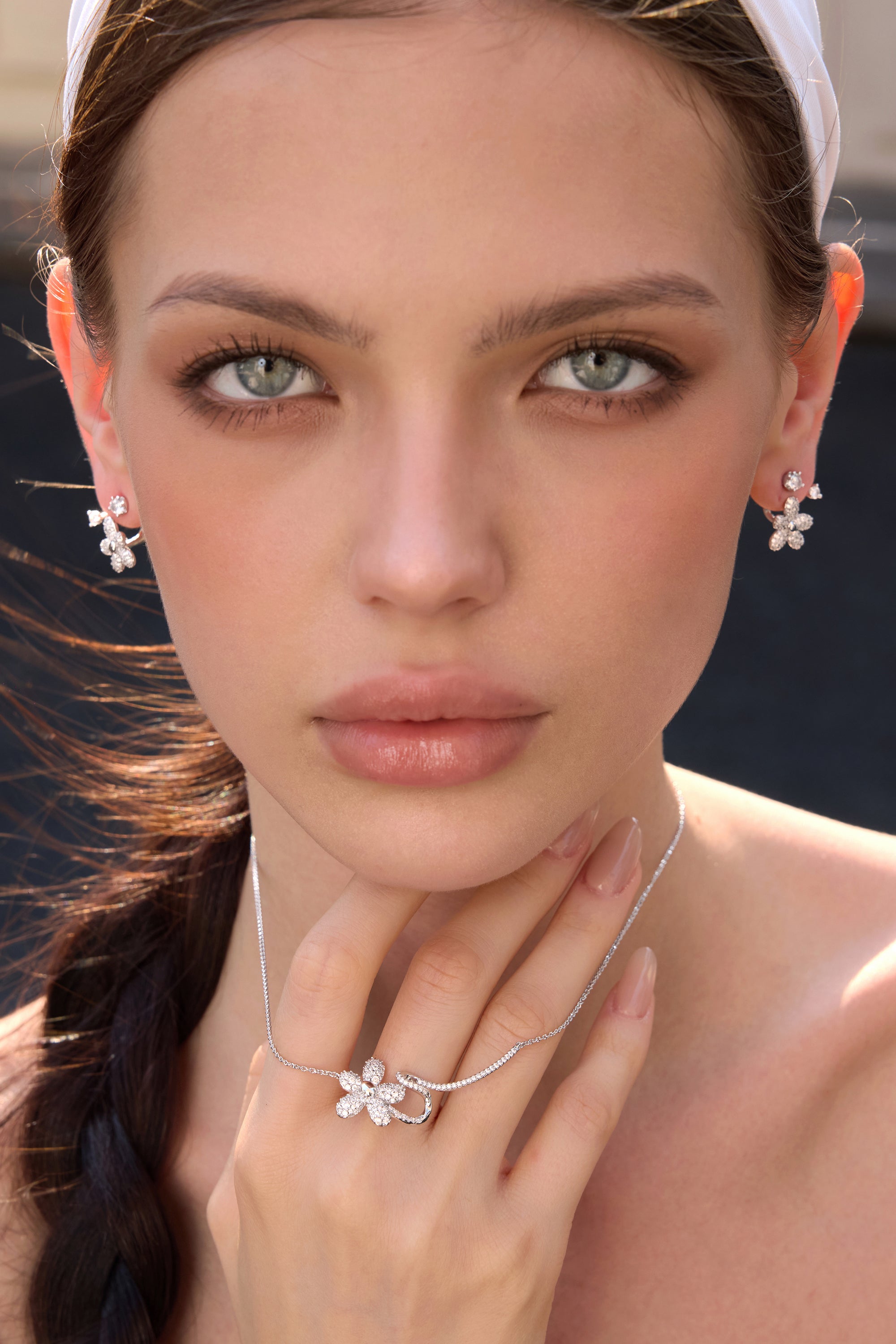 Luminous Zircon Floating Flower Necklace