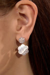 Shell Zircon Double Flower Earrings