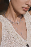 Silver/Forged Pilgrimage & Pearl Cross Cipher Necklace Set – Silver - booneealus
