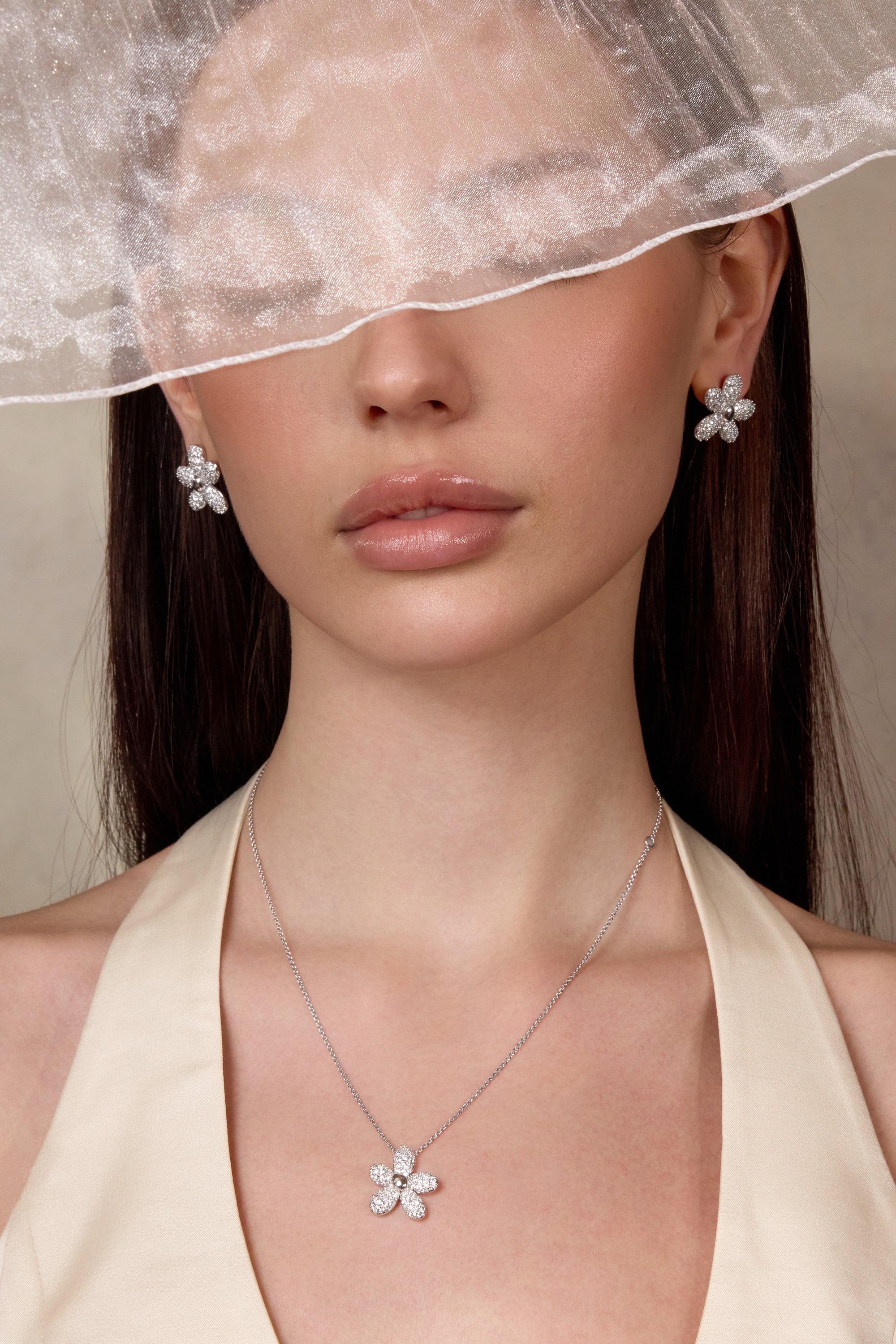 Shimmer Zircon Floral Earrings