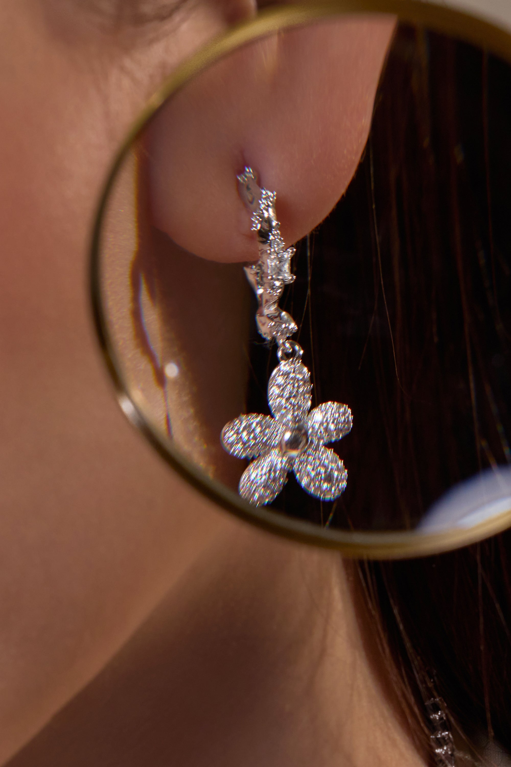 Flowing Light Zircon Floral Earrings