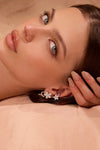 Paved Zircon Curved Branch Flower Earrings