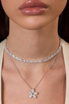 Paved Zircon Floral Necklace