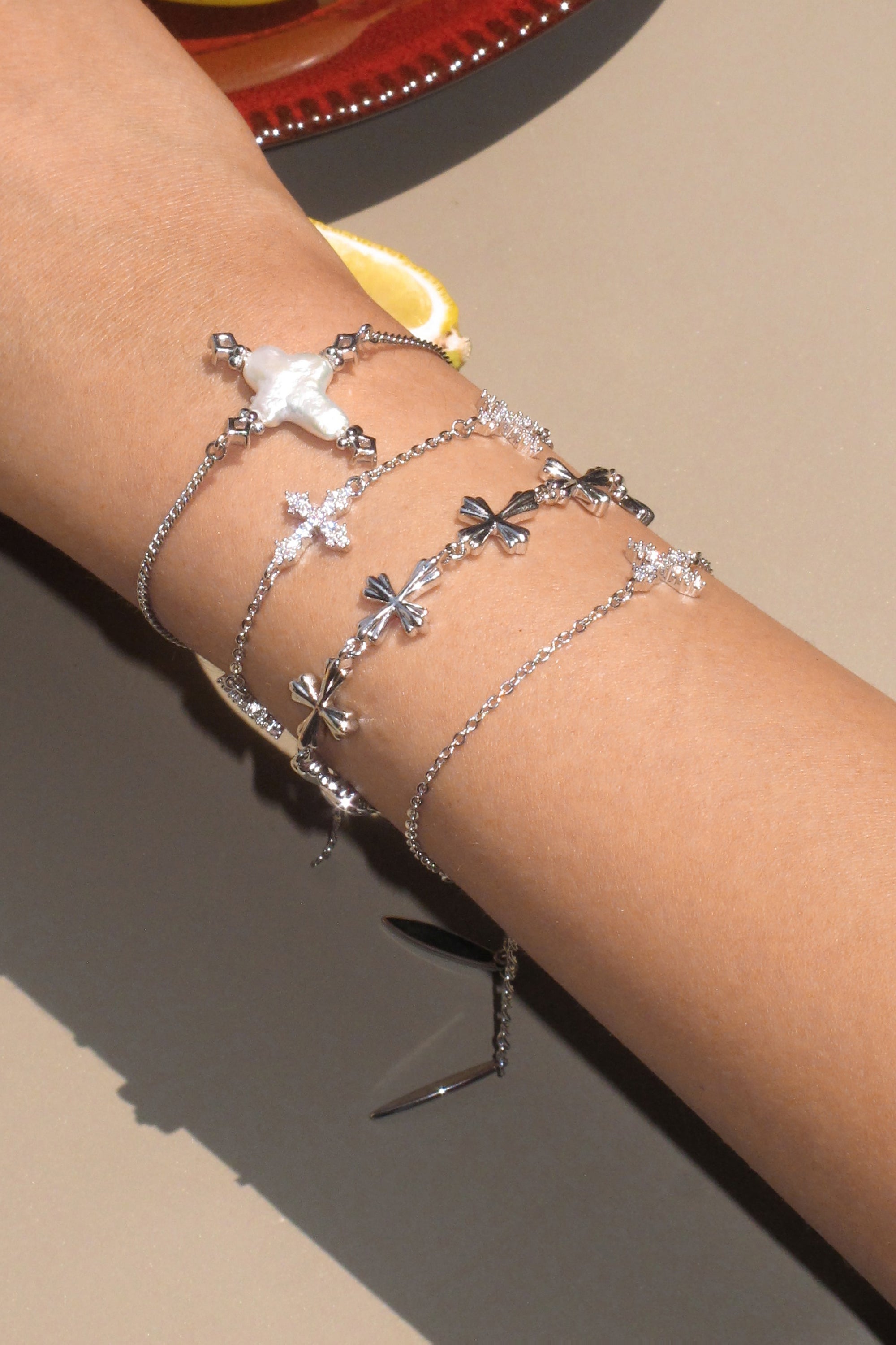 Silver/Lumen Cross Bracelet – 4 Styles / Set Available - booneealus