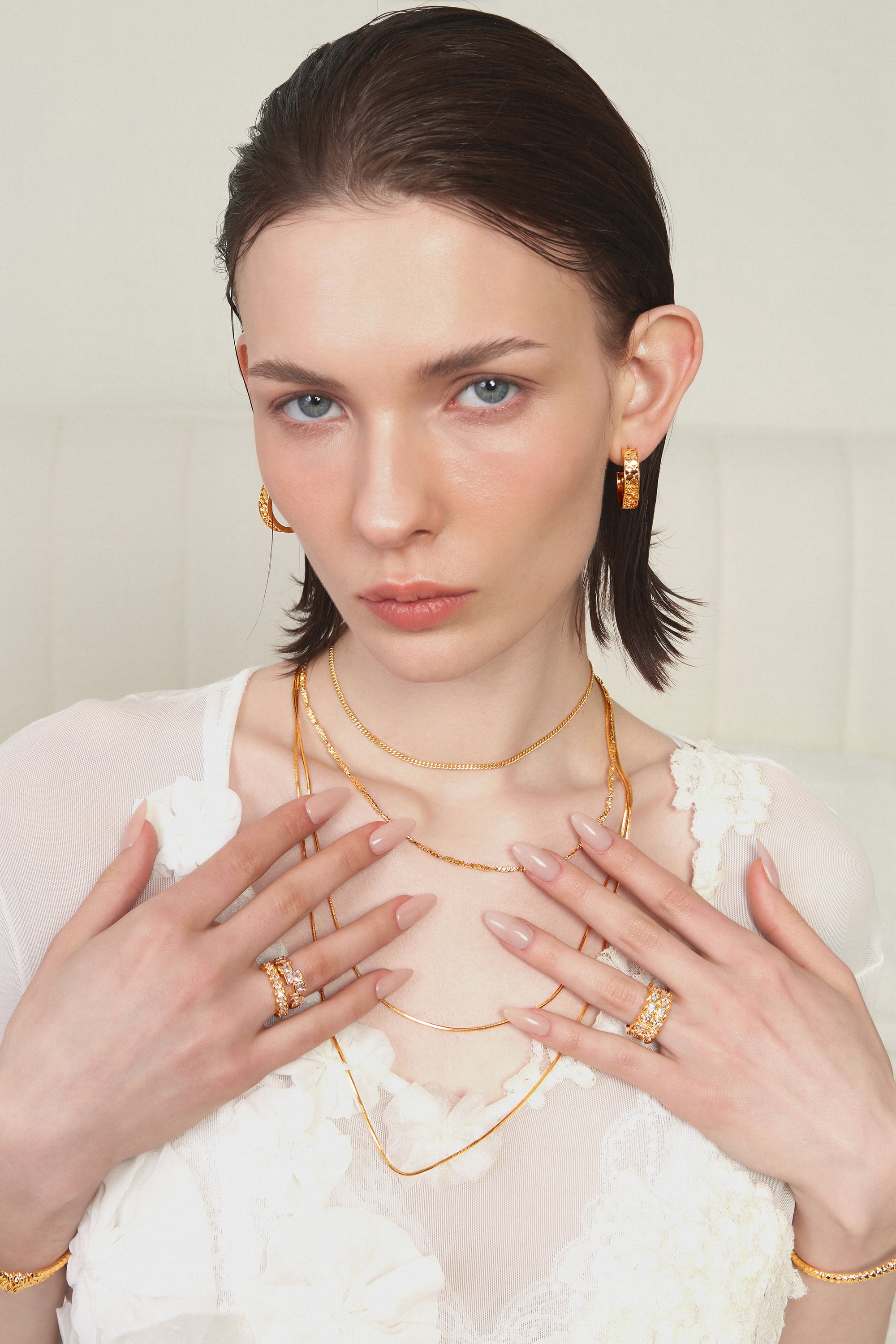 Gold BooneeAlus Rippling Lattice Half-Hoops Jewelry