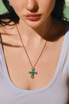Paraiba Cross Duo – Gold Large & Small Necklaces - booneealus