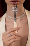 Zircon Dewdrop Flower Open Ring