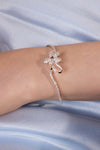 Zircon Floral Thin Open Bangle