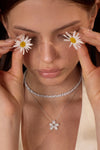 Paved Zircon Floral Necklace