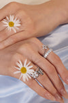 Glitter Twin Flower Zircon Ring