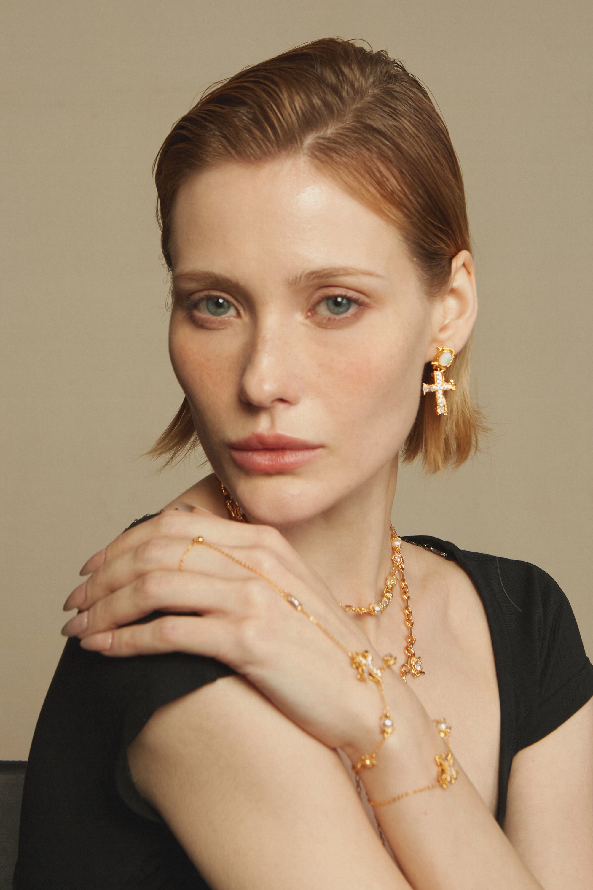 Vintage Shell Cross Drop Earrings