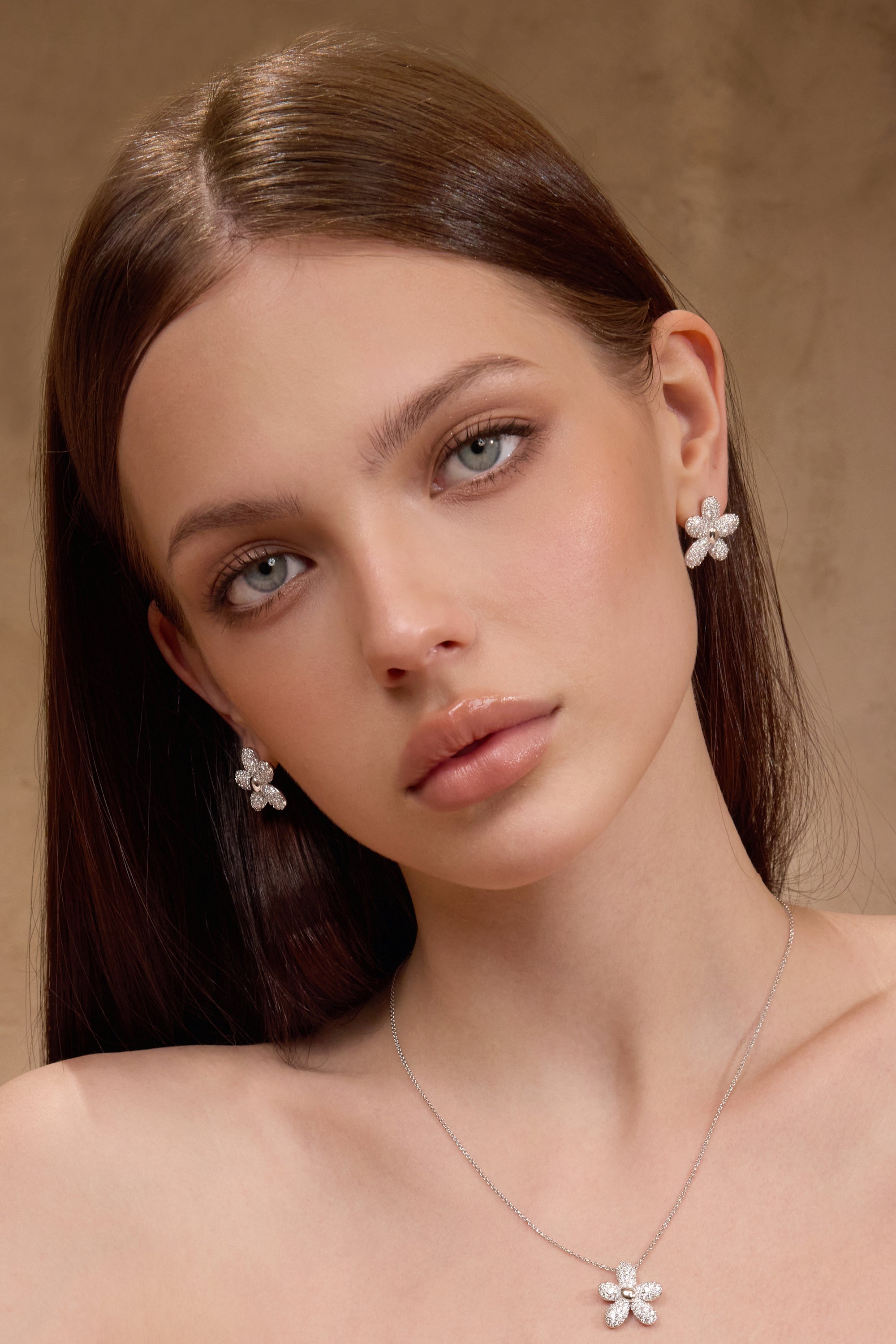 Shimmer Zircon Floral Earrings