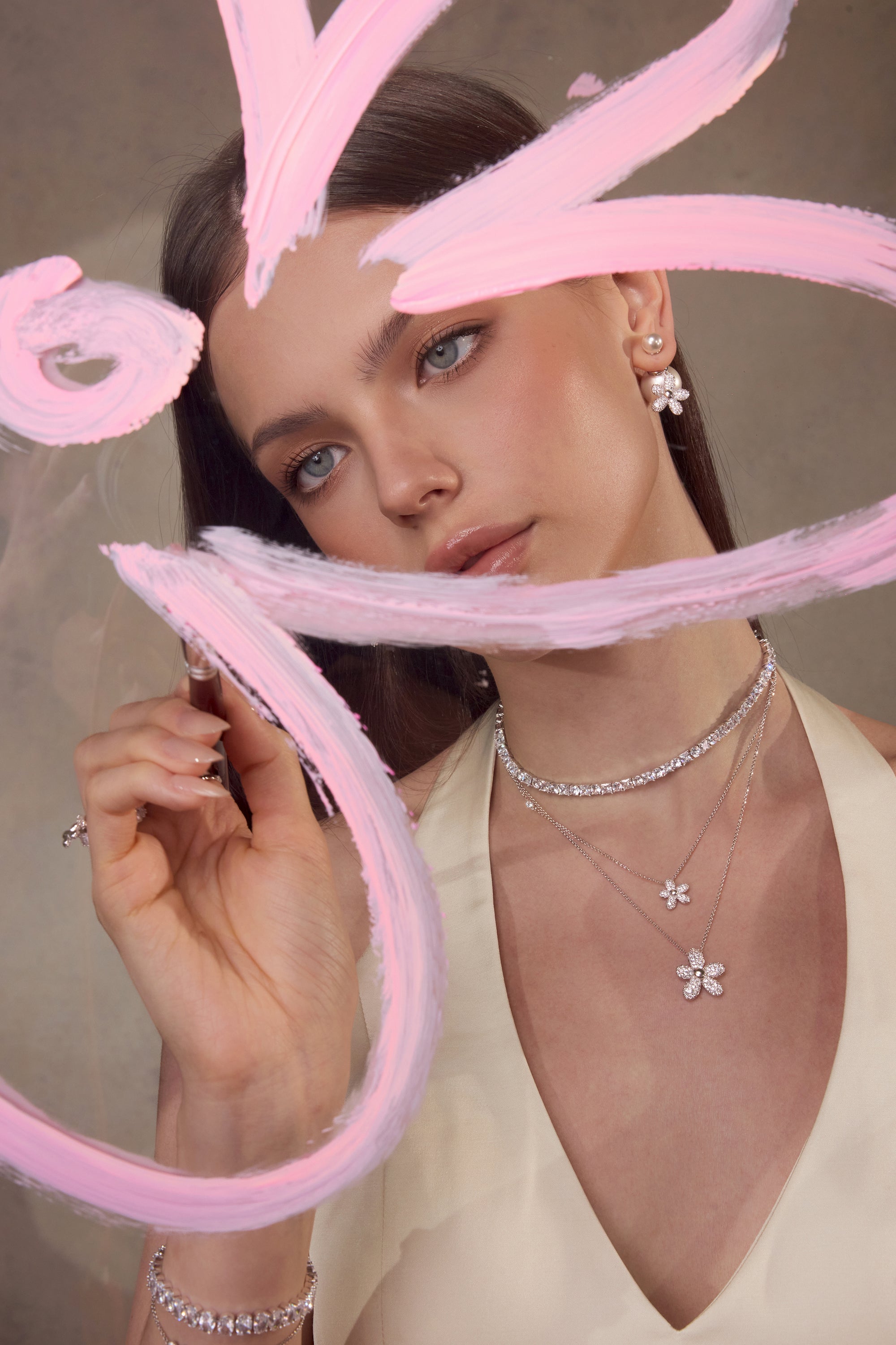 Single Flower Zircon Necklace