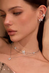 Zircon Floral Shadow Clip Earrings