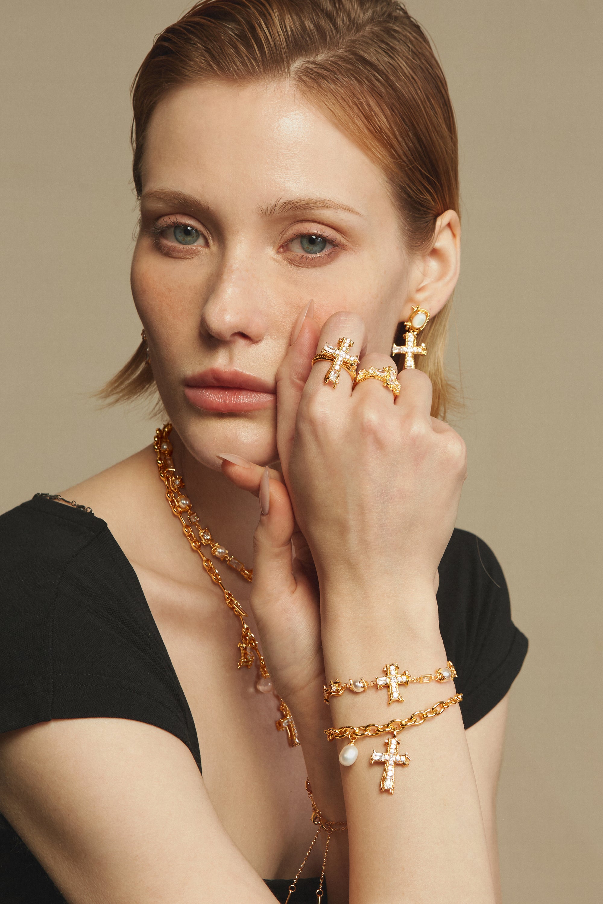 Vintage Shell Cross Drop Ring