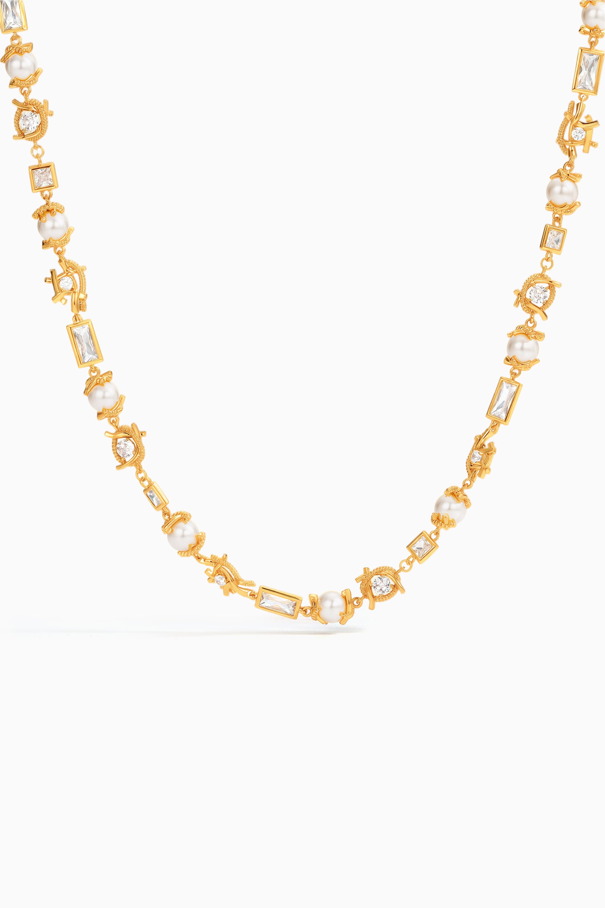Alternating Pearl Zircon Necklace