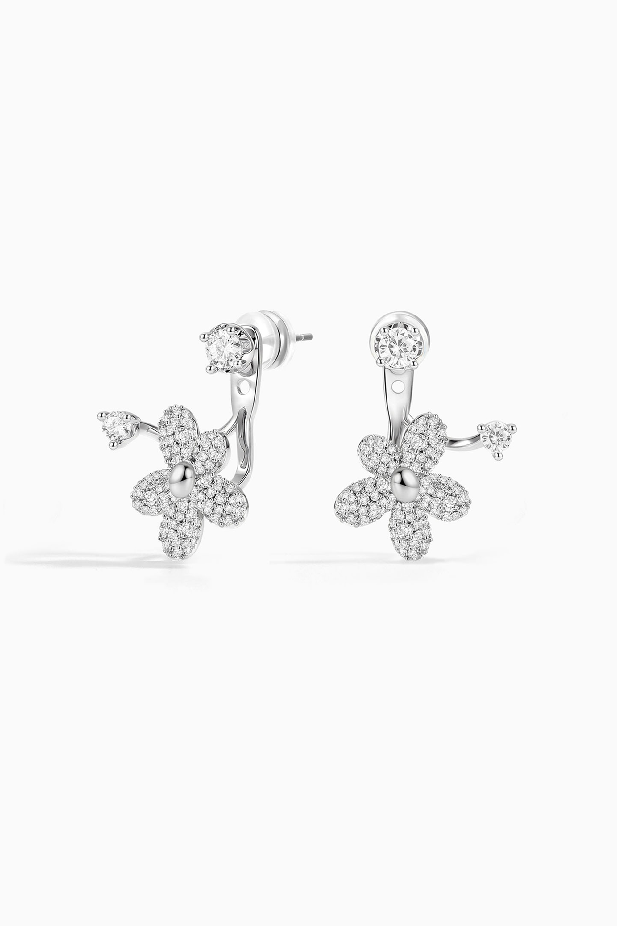 Zircon Dewdrop Flower Dual-wear Earrings