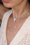 Silver/Forged Pilgrimage & Pearl Cross Cipher Necklace Set – Silver - booneealus