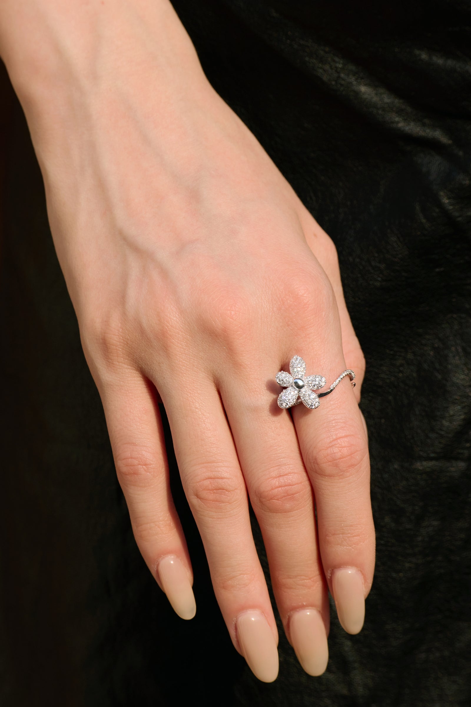 Shimmer Zircon Flower Ring