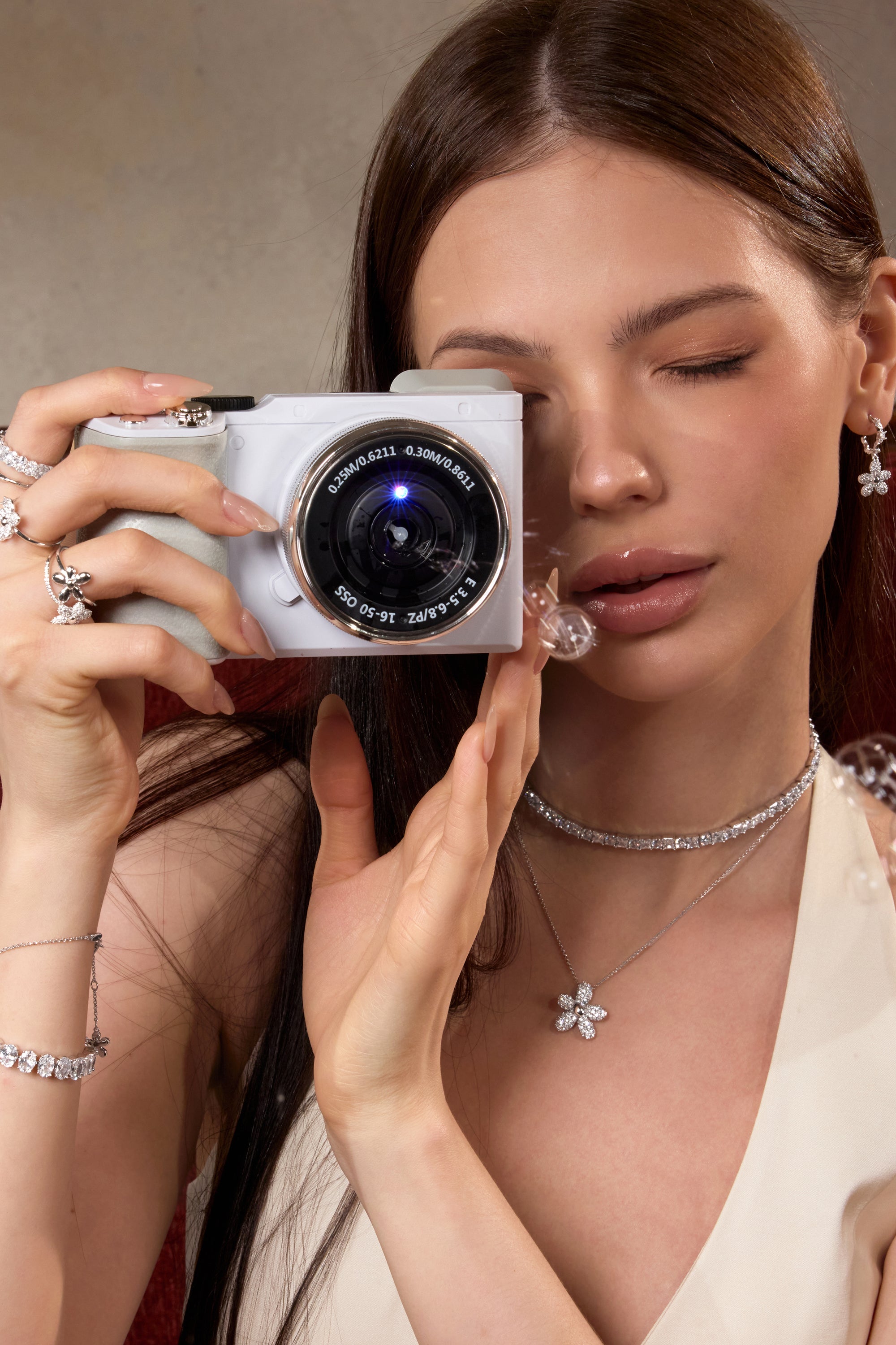 Flowing Light Zircon Floral Earrings