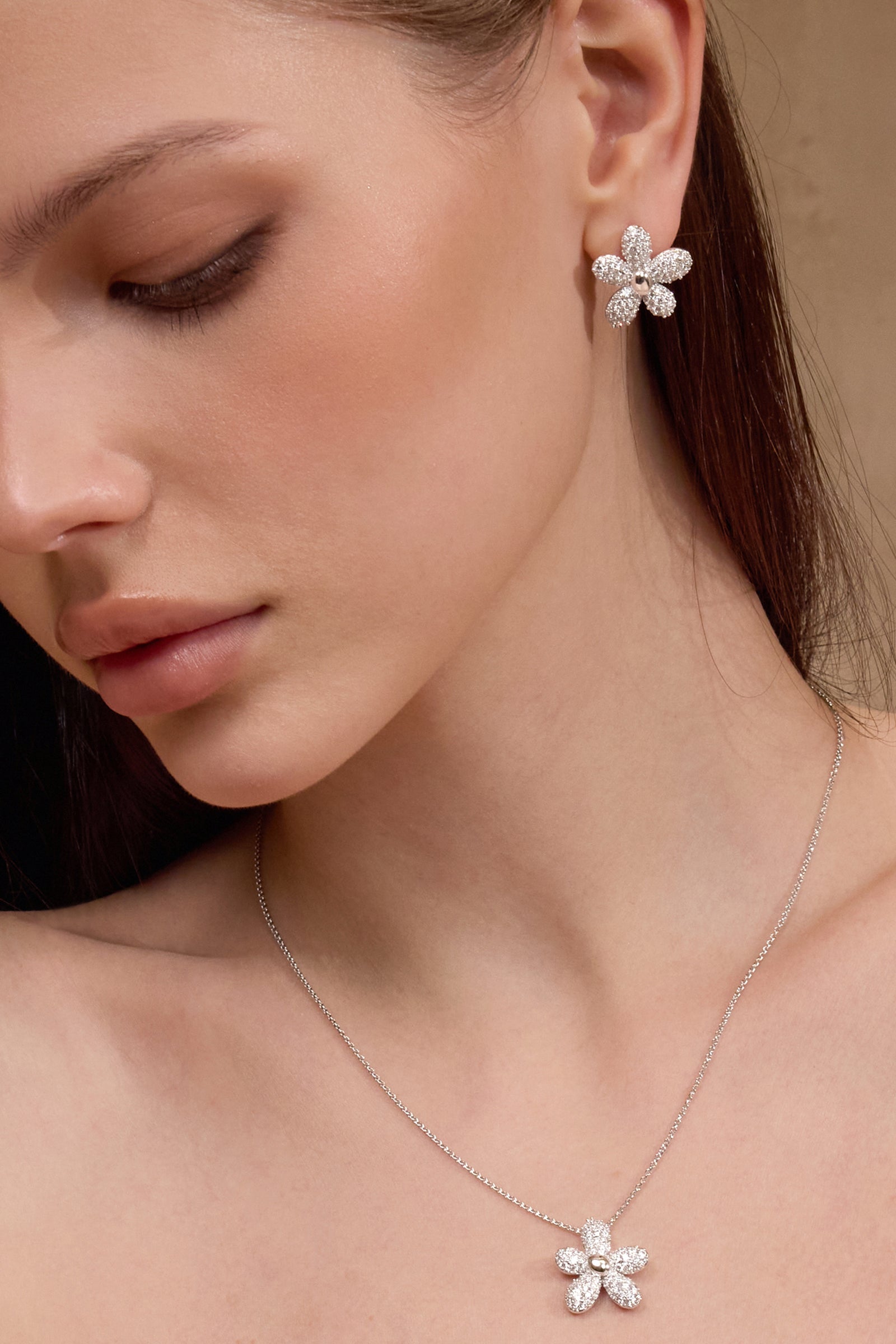 Shimmer Zircon Floral Earrings