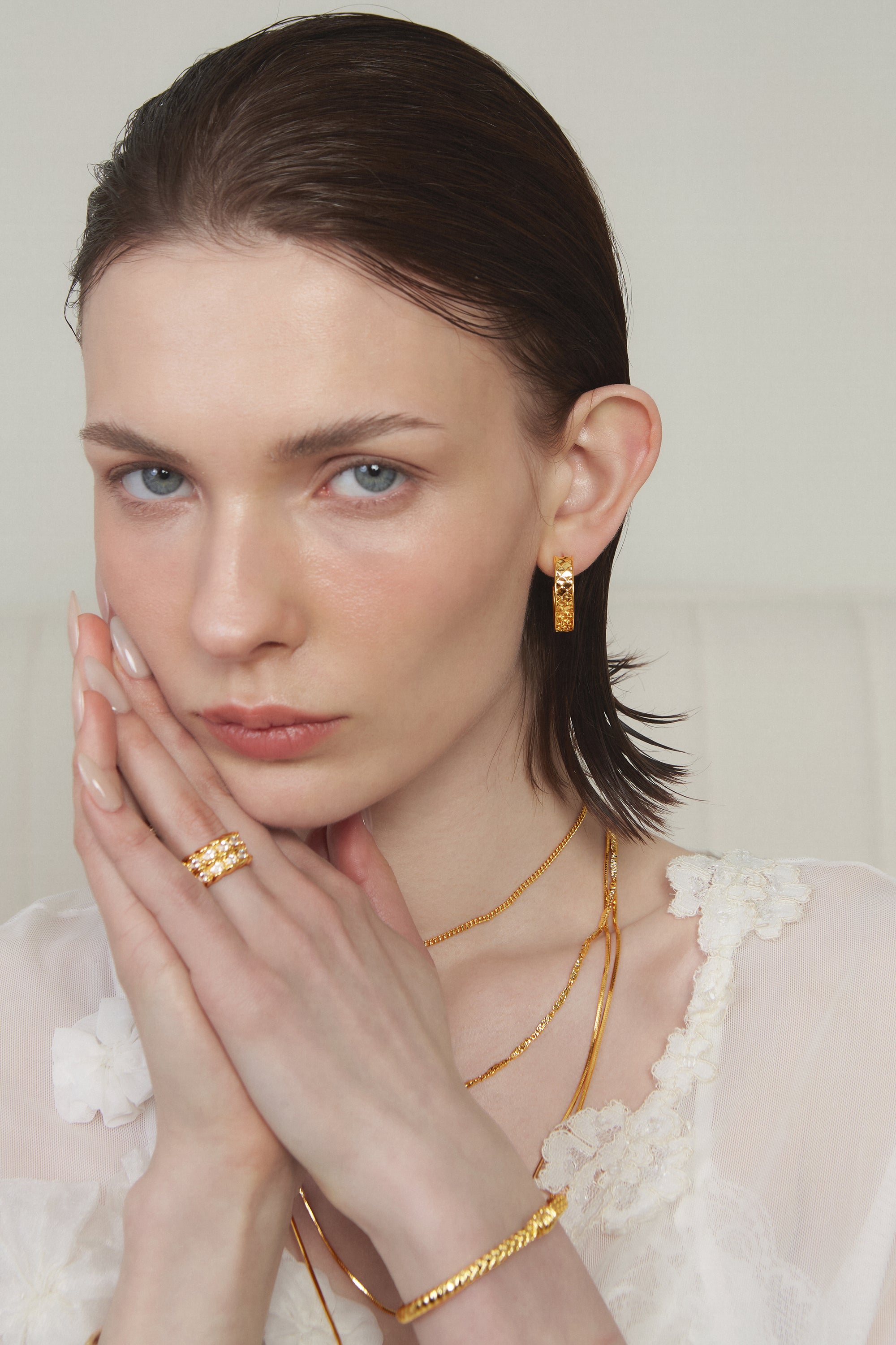 Gold BooneeAlus Rippling Lattice Half-Hoops