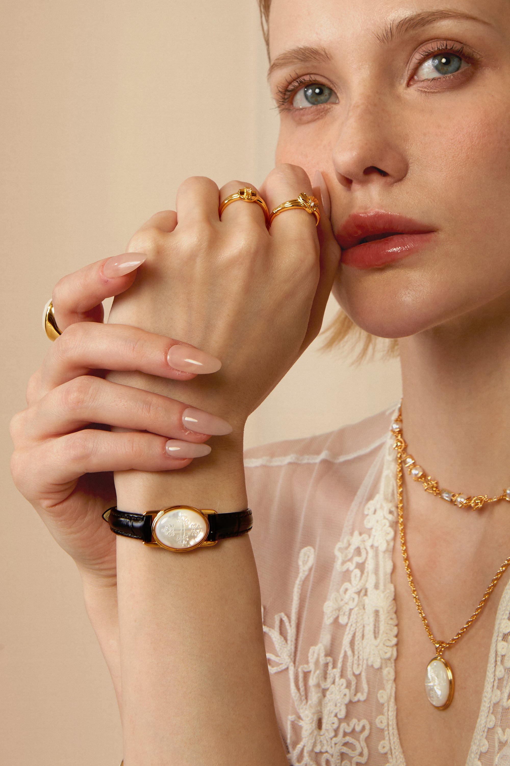 Carved Shell Leather Bracelet