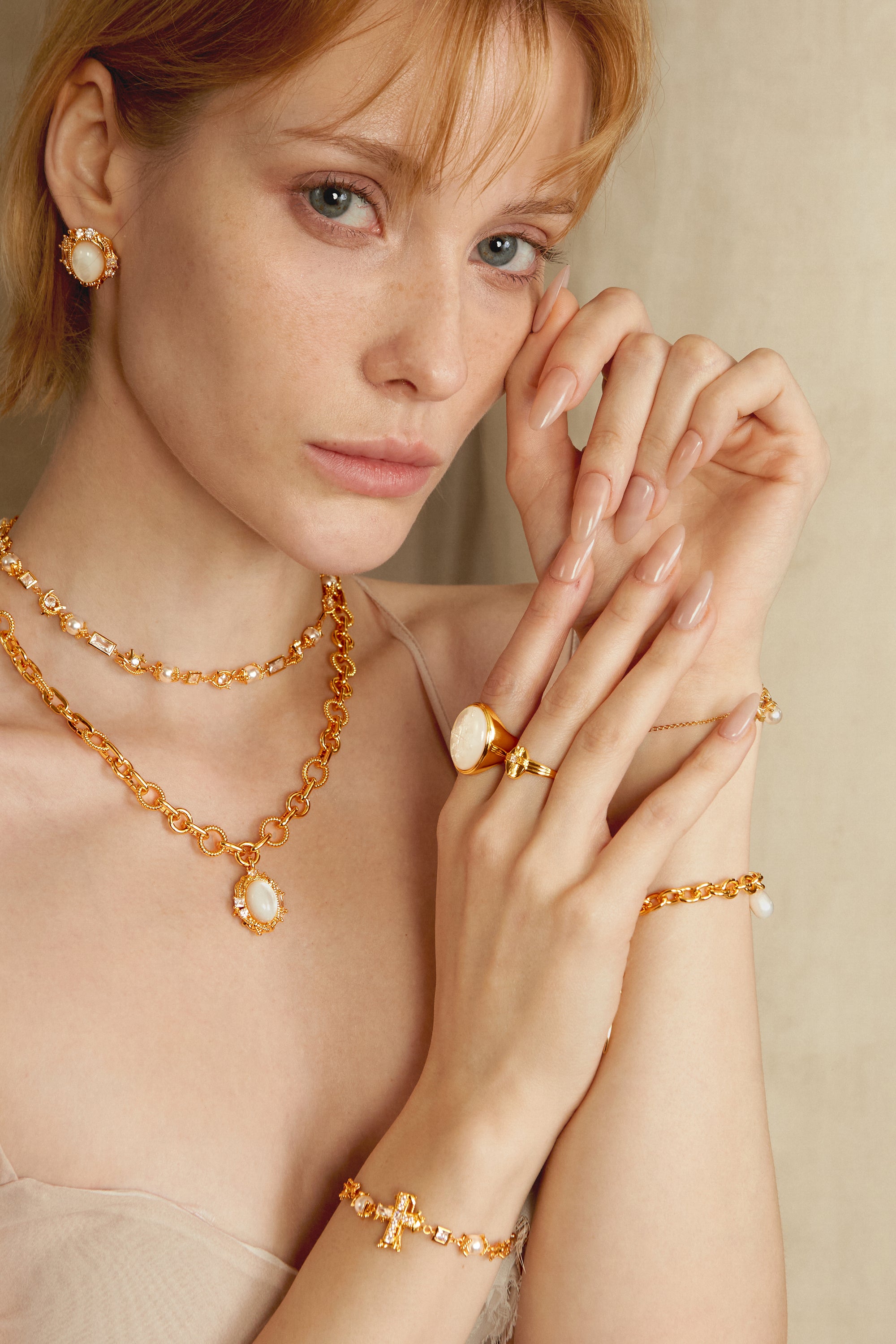 Pearl Zircon Cross Bracelet