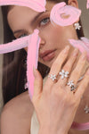 Starry Zircon Flower Ring