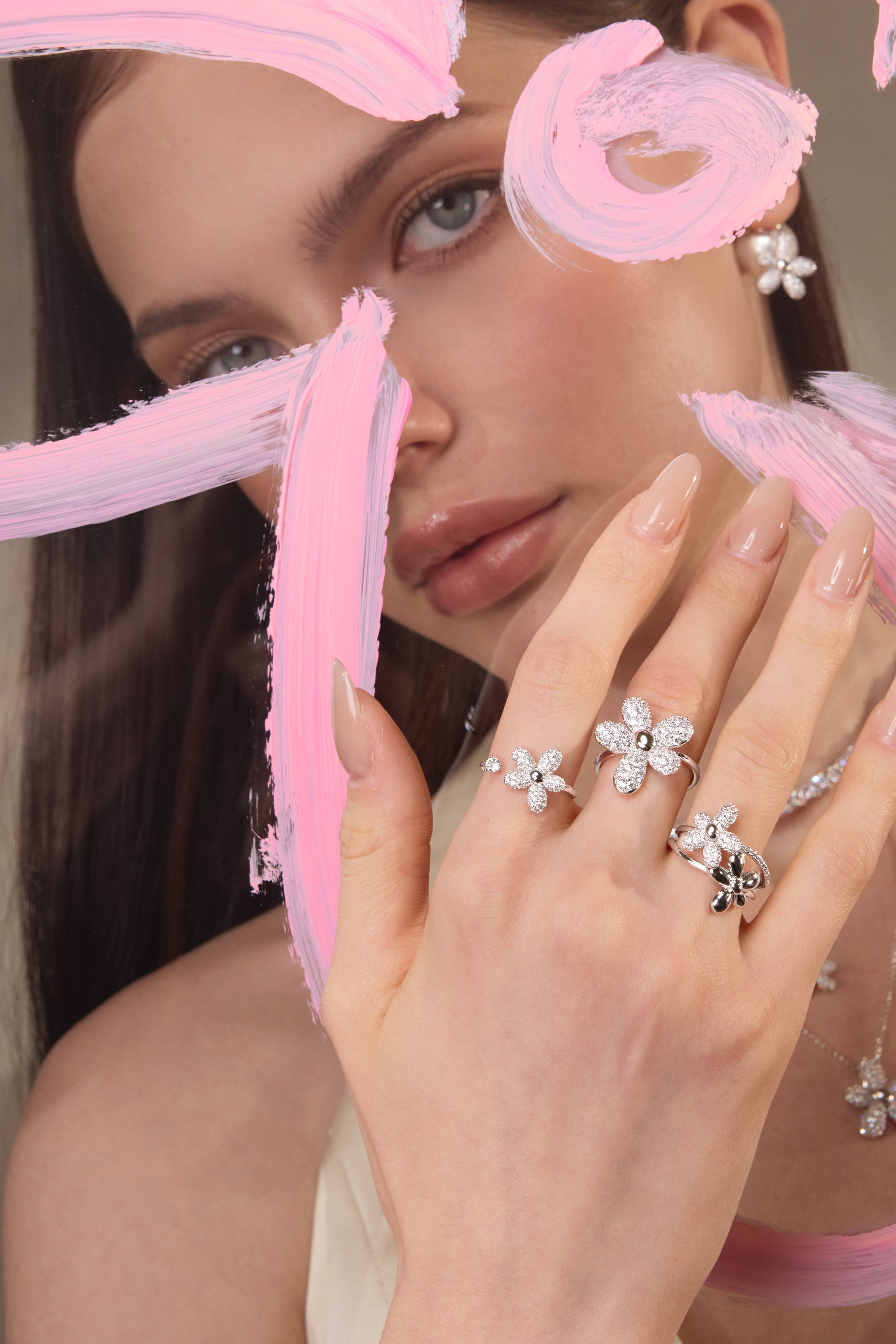 Starry Zircon Flower Ring