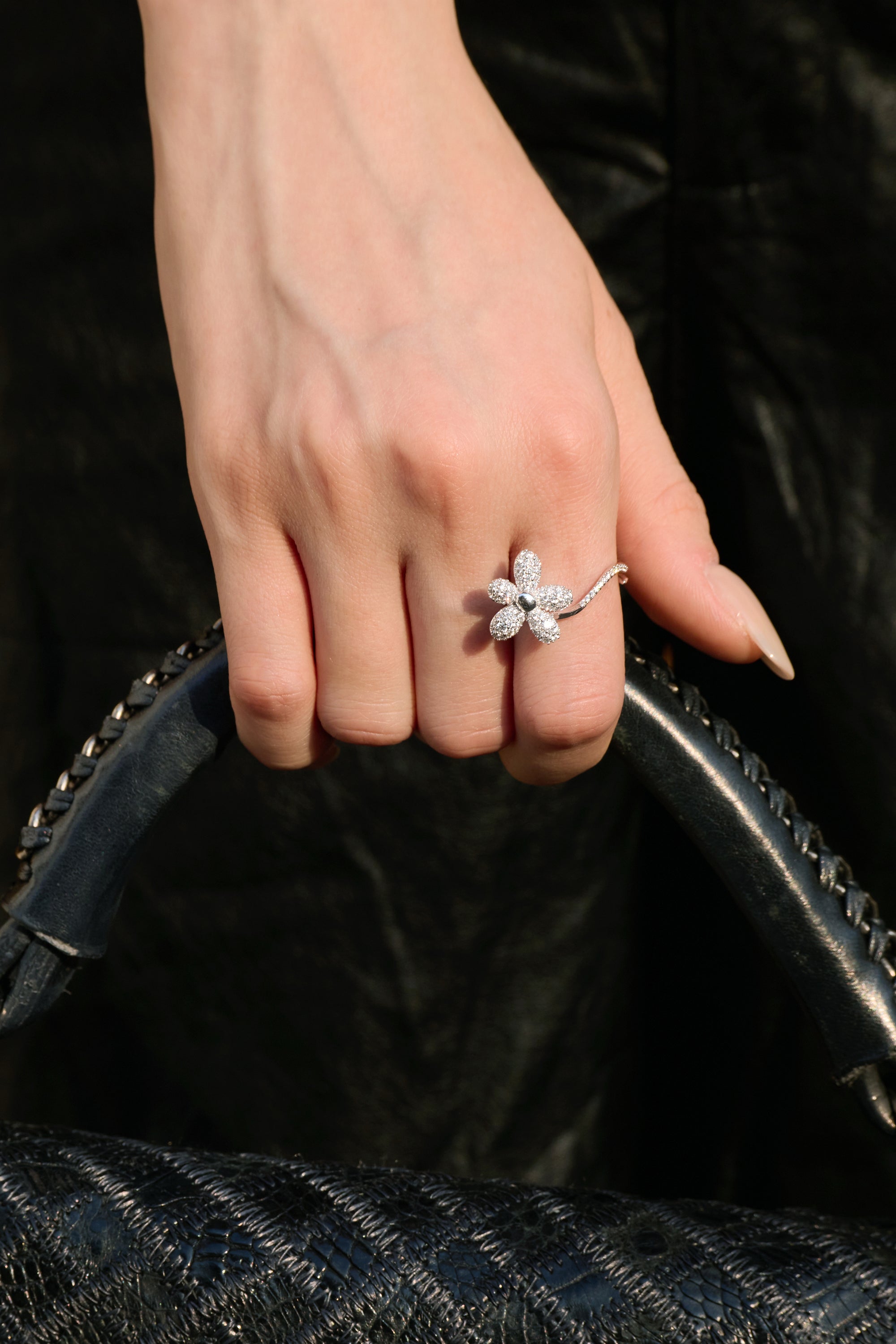 Shimmer Zircon Flower Ring