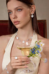 Shell Zircon Double Flower Earrings
