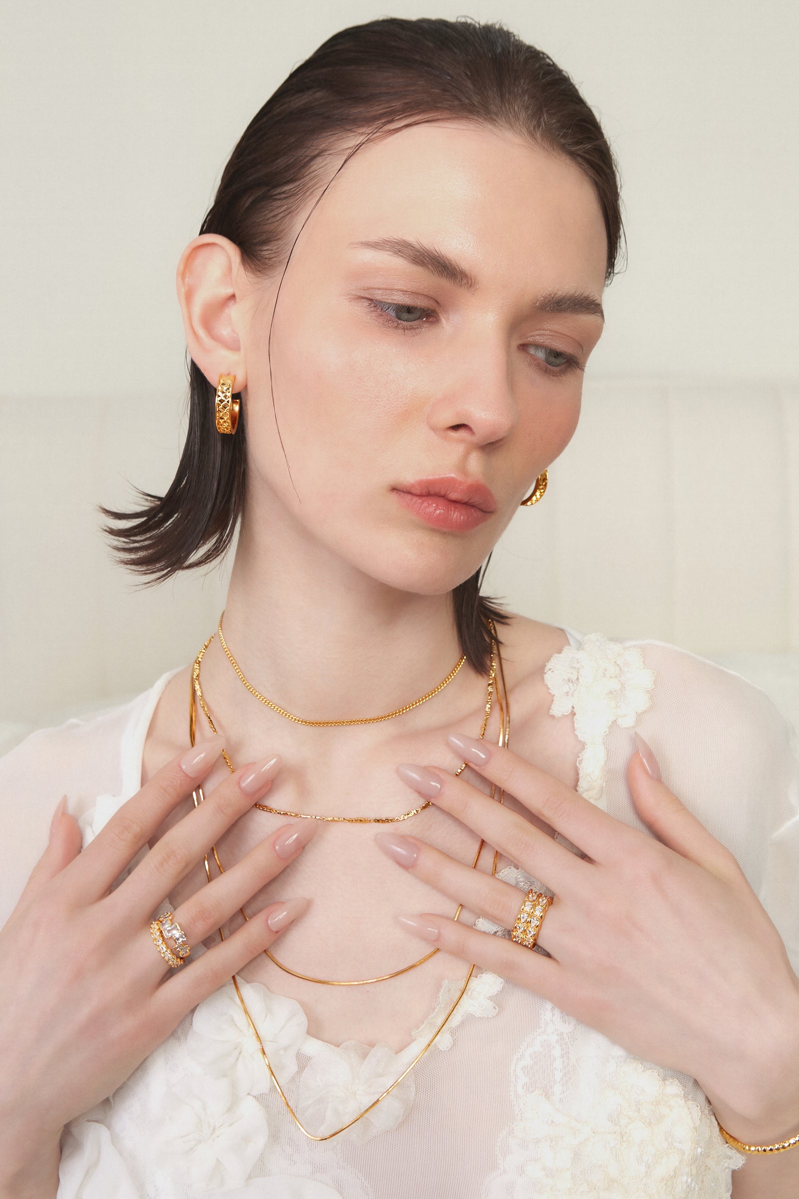 Gold BooneeAlus Rippling Lattice Half-Hoops Jewelry