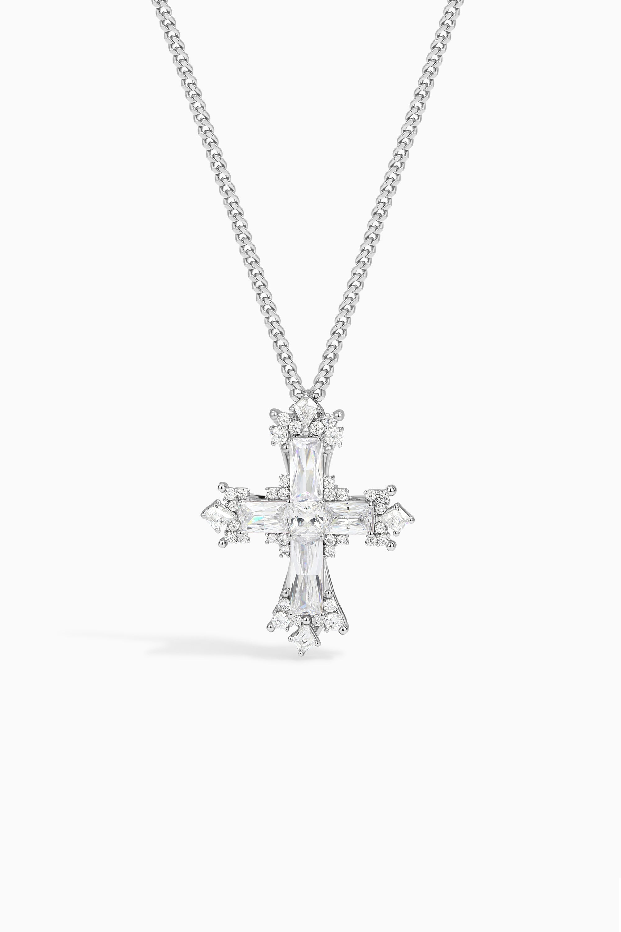 Azure Zircon Cross Necklace