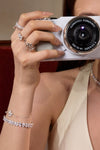 Glitter Twin Flower Zircon Ring