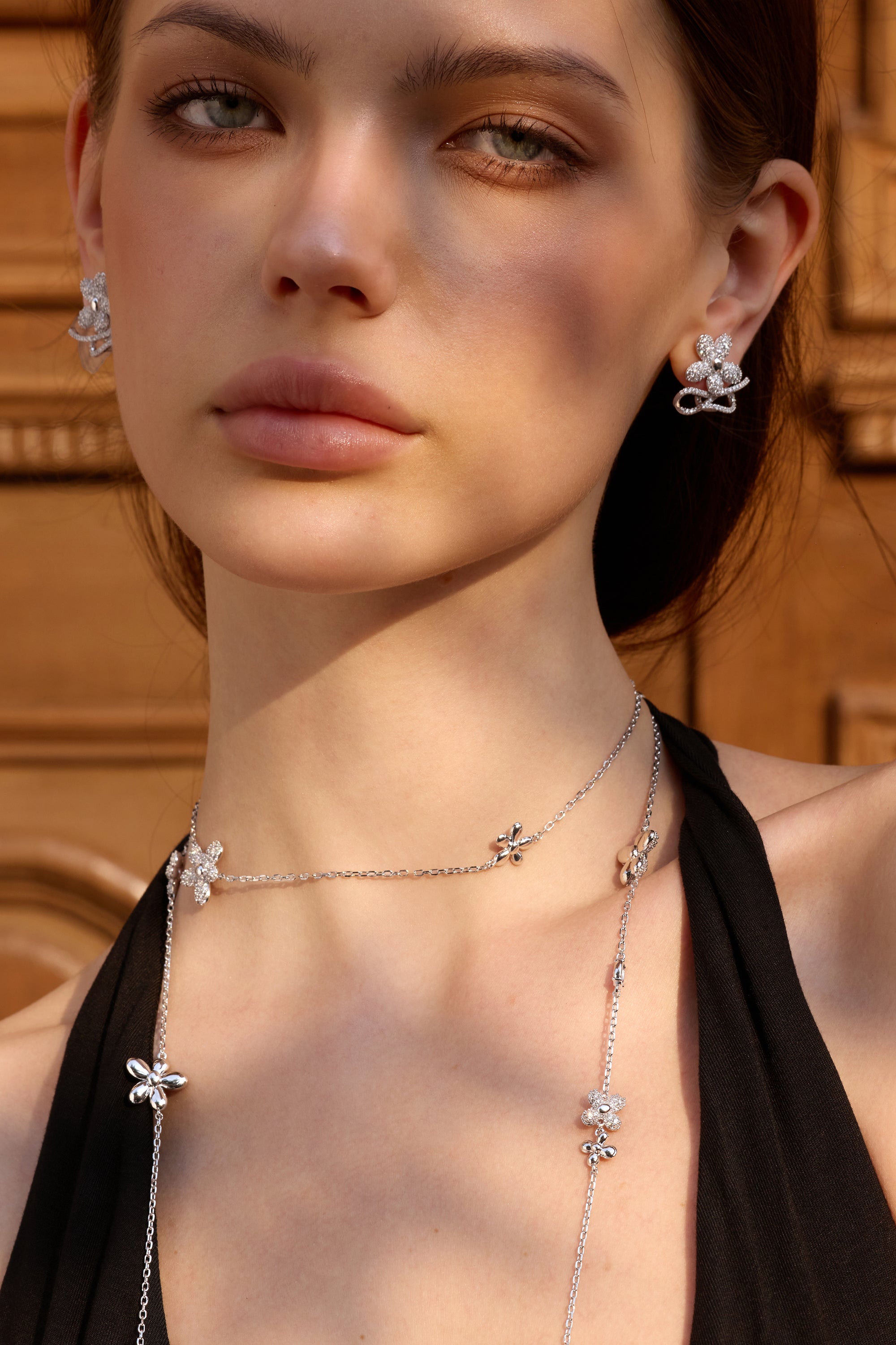 Paved Floral Dual-Wear Earrings
