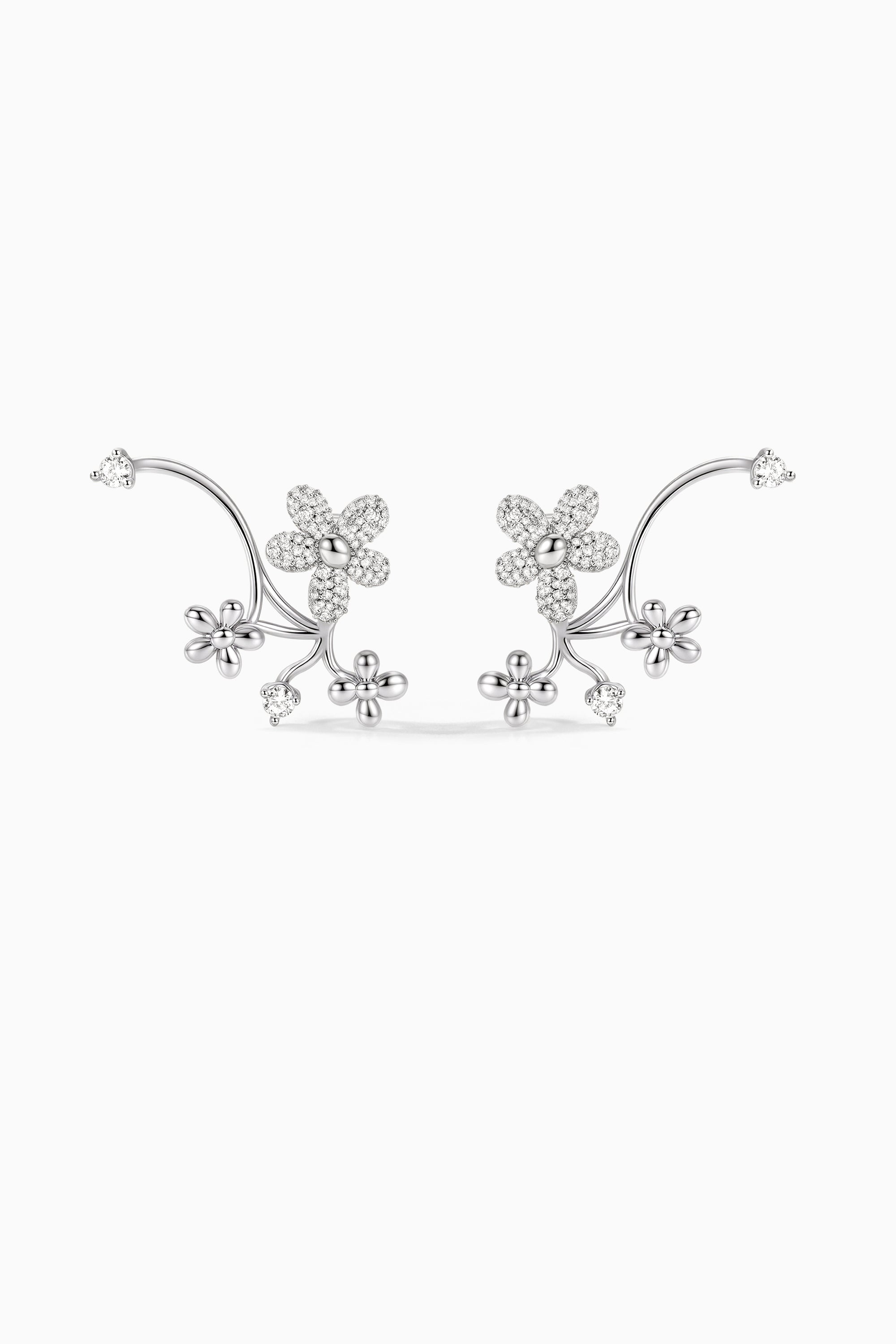 Zircon Floral Branch Two-Wear Earrings