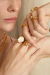 Carved Shell Cross Ring