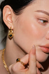 Black Onyx Heart Hoops