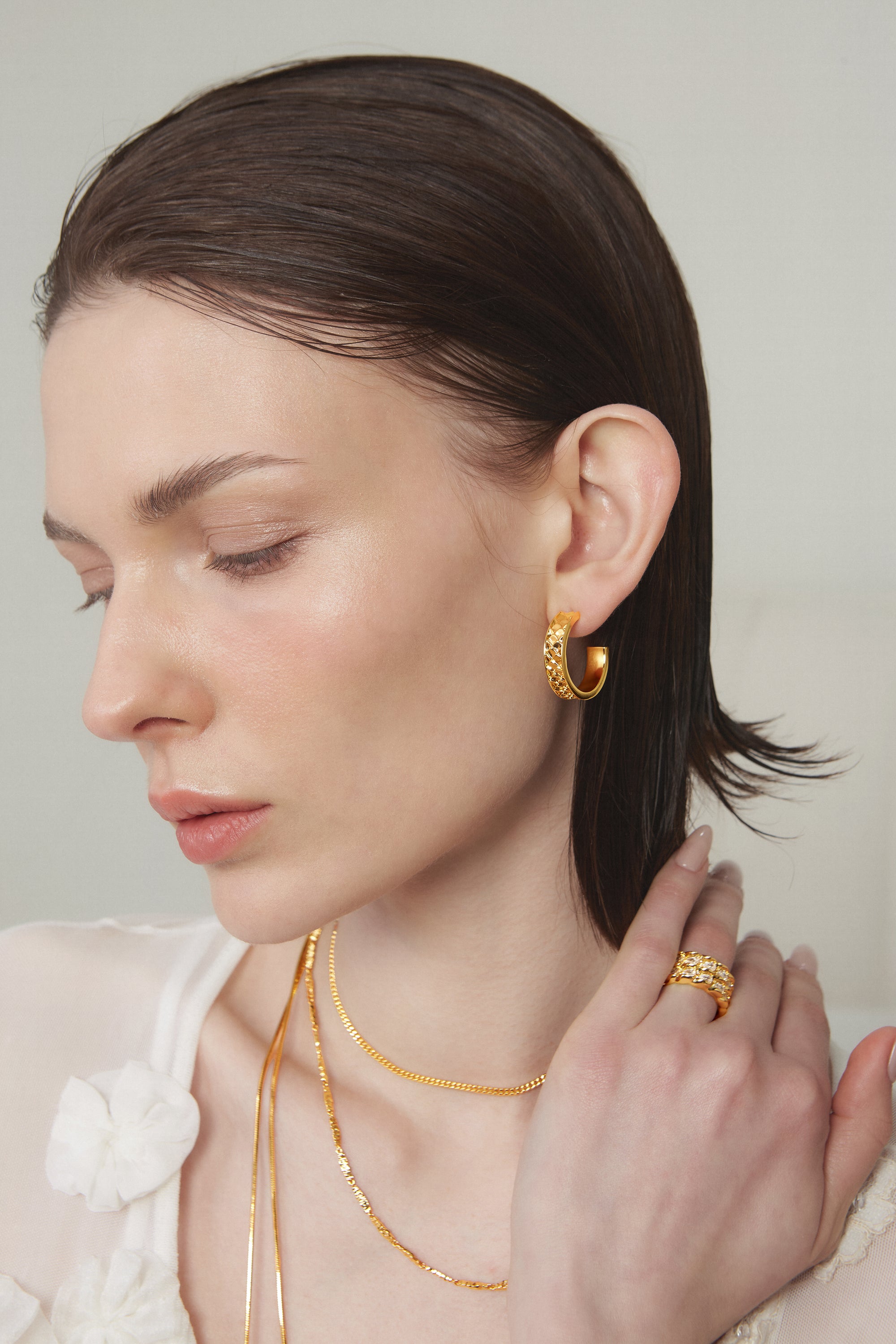 Gold BooneeAlus Rippling Lattice Half-Hoops Jewelry